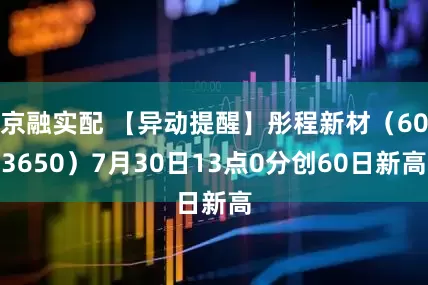 京融实配 【异动提醒】彤程新材（603650）7月30日13点0分创60日新高