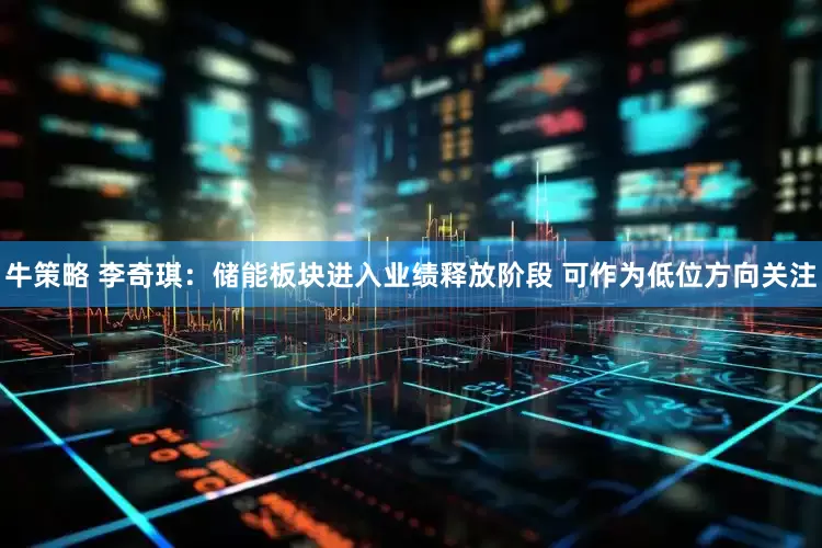 牛策略 李奇琪：储能板块进入业绩释放阶段 可作为低位方向关注